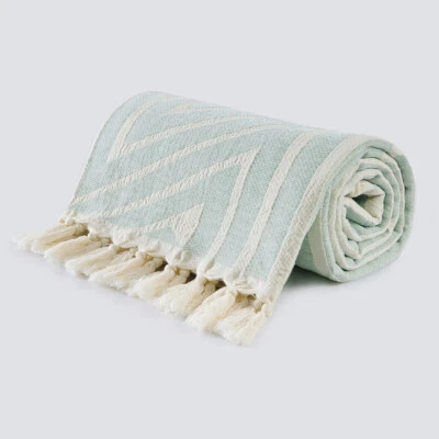 Acogedora manta texturizada para sofá y cama, tejido de chenilla de algodón, geo como nueva Foto 1 de 4