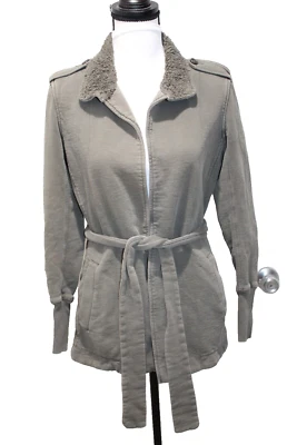 Chaqueta envolvente James Perse excedente caqui talla 1 pequeña cinturón desgastado frente abierto Foto 1 de 4