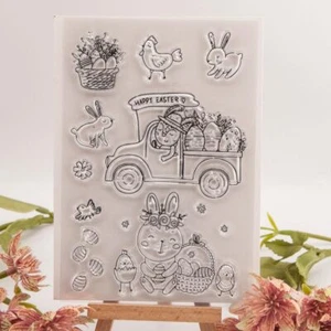 Easter Bunny Clear Stamps Transparent Stencils for Scrapbooking and Card Making - Picture 1 of 5