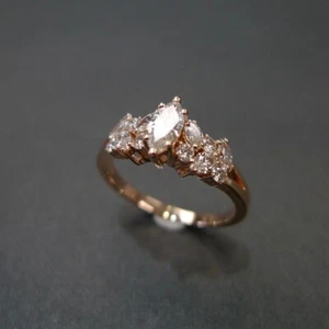Anillo de mujer de 1,20 quilates creado en laboratorio por IGI GIA diamante talla marquesa sólido oro rosa de 14 k - Imagen 1 de 10