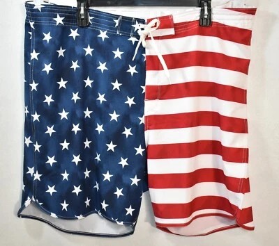 Pantalones Cortos Old Navy Para Hombre Talla 50 Bañador Rojo Blanco Azul Bandera Americana Foto 1 de 4