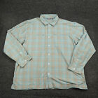 Rohan Shirt Adult 2Xl Xxl Gray & Blue Plaid Button Up Long Sleeve Mens