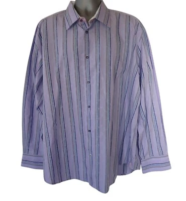 Camisa Robert Graham Hombres XXL Púrpura Cachemira Rayas Puño Abatible Abotonada Foto 1 de 4
