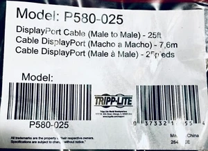 Tripp Lite P580-025 25' DisplayPort Cable - Black, New, Sealed, Free Shipping - Picture 1 of 6