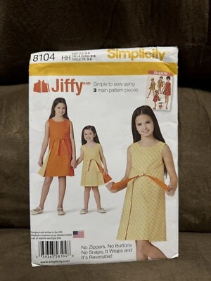 Simplicity 8104 Sewing Pattern Size 3-6 Jiffy Reversible Wrap Dress Girls - Image 1 of 4