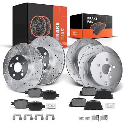 Rotores perforados y pastillas de freno de cerámica para Scion tC 2005-2010 L4 2,4 L delanteras y traseras Foto 1 de 4