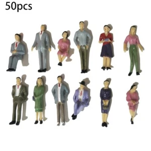50pcs 1:32 Scale Painted Model Railway SITTING STANDING People Figures Gauge - Picture 1 of 9
