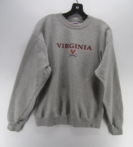 Virginia Cavaliers Sweatshirt Men Medium Gray Champion Y2K Logo Pullover NCAA * Cover