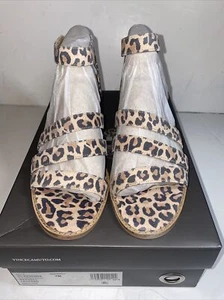 Sandalias de cuña Vince Camuto para mujer Resensa de cuero demi leopardo talla 7 - Imagen 1 de 4