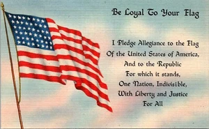 Be Loyal to Your Flag American Flag Linen Postcard - Picture 1 of 2