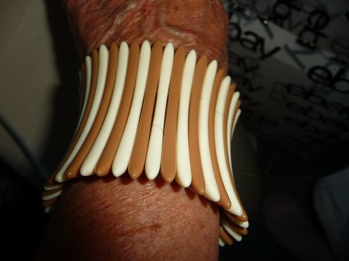 OFF WHITE Bracciale stretch largo 2 1 4" bianco e talpa #8 29 c