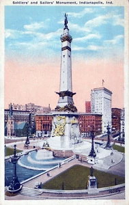 Postal del monumento a soldados y marineros de Indianápolis Indiana IN - Imagen 1 de 2