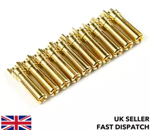 10 x 4mm Low Profile Gold Bullet Connectors Banana Plugs RC Lipo Battery - Picture 1 of 5