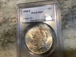 1926-S Silver Peace Dollar MS63 - Picture 1 of 2