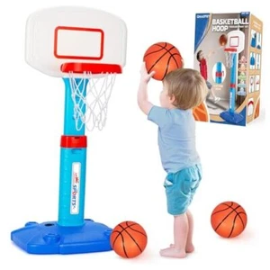 Toddler Basketball Hoop Indoor for Age 1-3, Adjustable Kids Basketball Blue - Picture 1 of 7