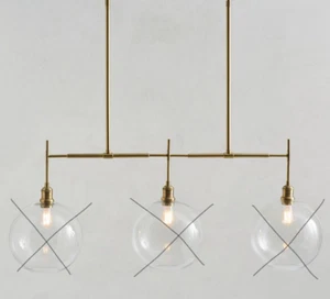 Pottery Barn Glass Globe 3 Light Linear Chandelier Brass $809 NIB (Open Box) - Picture 1 of 10