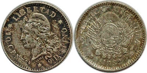 ARGENTINE 10 CENTAVOS 1882 KM#26 - Imagen 1 de 1