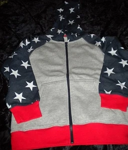 NWT Gymboree Unisex Zip Hoodie/Jacket Size  M(7-8) Gray, USA Red White & Blue - Picture 1 of 3