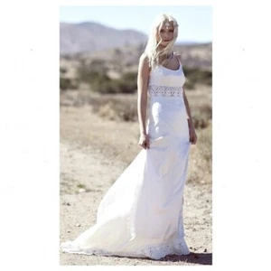 NWT Daughters of Simone Womens Silk Dean Dress Sleeveless Cream White Size Large - Picture 1 of 10