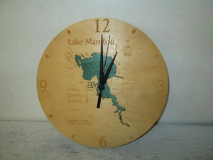 11 1/2" Wooden Lake Manitou Rochester Indiana Round Battery Operated Wall Clock - Picture 1 of 4