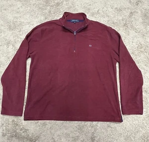CROWN & IVY Men’s 1/4 Quarter Zip Pullover Sweater, Red Brick/Navy , XL - Picture 1 of 2