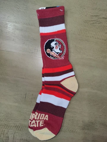 Florida State Seminoles Rainbow Stripe Crew Length NCAA Team Socks Large Cover