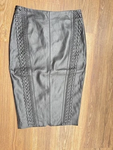 River Island Plus Size 10 Ladies Black Faux Leather Pencil Skirt - Picture 1 of 7