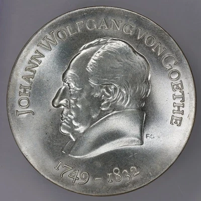 1969 Germany 220th Birth Anniversary Johann Wolfgang von Goethe Silver 20 Marks - Image 1 of 2