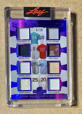 Hoja Shohei Ohtani 2025 Aaron Judge Ken Griffey Jr Bonds Jeter juego usado/10 Foto 1 de 2