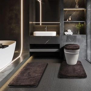 Bathroom Rugs Sets 3 Piece with Toilet Cover Adjustable Bath Rug Set with TPR... - Picture 1 of 7