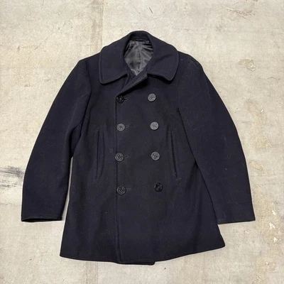 US Navy WW2 Wool Pea Coat Double Breasted Anchor Buttons 40R Mens - Image 1 of 4