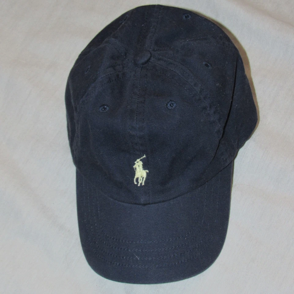 Ralph Lauren Layette Azul Amarillo Pony Sombrero Gorra Spellout POLO Espalda Elástica Foto 1 de 4