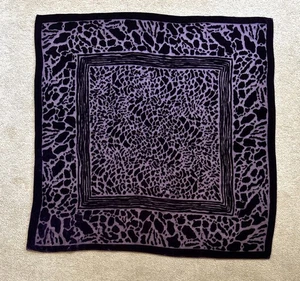 Velvet Burnout Scarf 100% Silk Ground Violet Animal Print Boho Whimsigoth 41x41” - Picture 1 of 10
