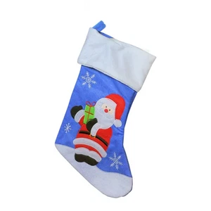 Medias Northlight 15" Azul Rojo Blanco Bordado Santa Navidad Puño Blanco - Imagen 1 de 3