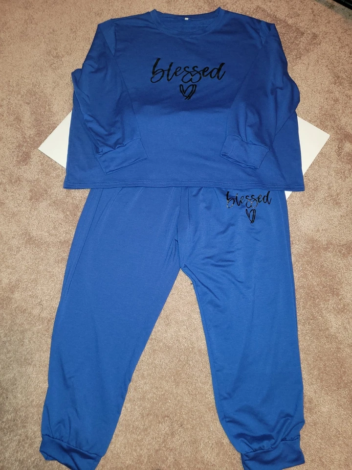 Conjunto Jogger Feminino Manga Longa Azul 1XL Novo Sem Etiquetas - Imagem 1 de 4
