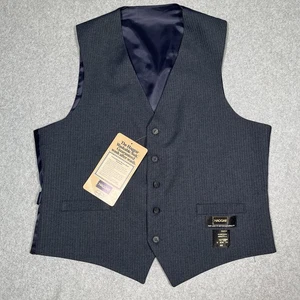 Vintage Haggar 5 Button Vest Waistcoat Men 44 Blue Gray Dacron Polyester 70s - Picture 1 of 15