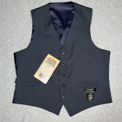 Vintage Haggar 5 Button Vest Waistcoat Men 44 Blue Gray Dacron Polyester 70s - Image 1 of 4