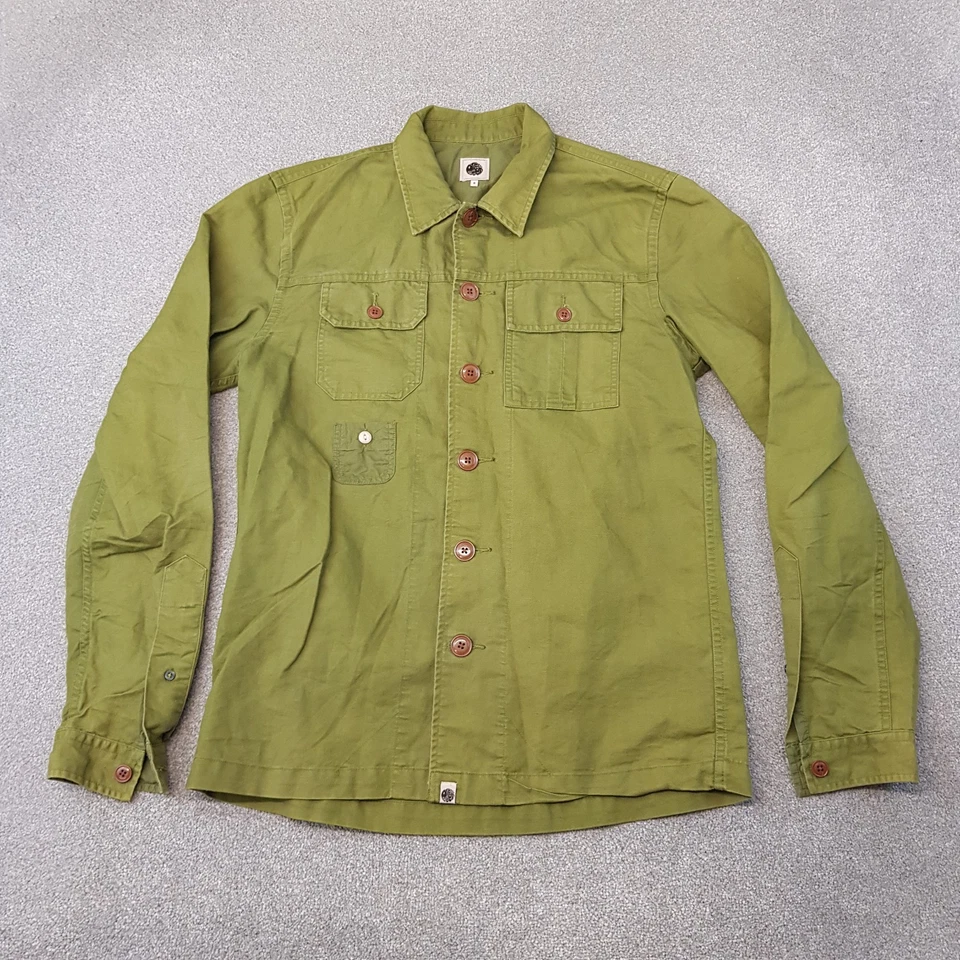 Pretty Green Mens Jacket Small Green Field Overshirt Casuals Liam Linen Blend - Image 1 of 4