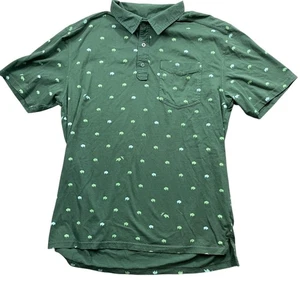 Mountain Khakis Large Green Polo Buffalo Pring 1/4 Button 100% Cotton - Picture 1 of 5