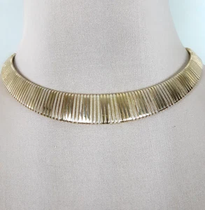 Vintage abgestufte Omega Kette Halskette flexibel poliert und matt goldfarben 16" - Bild 1 von 6