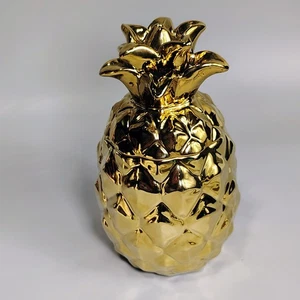 Goldene Ananas Kerze West Elm mit Deckel unbenutzt  - Bild 1 von 7