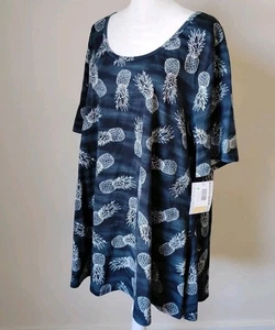 3XL Perfektes T Lularoe Ananas Blau Neu mit Etikett Tunika Swing Shirt Elasthan 26/28 - Bild 1 von 6