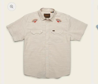 Howler Bros Mens L Beige Crosscut Deluxe Gaucho Western Aztec Pearl Snap Shirt - Image 1 of 4