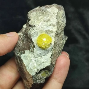 Yellow Brucite Gemmy Crystal On Matrix Having Good Lustre & Nice Growth-Pak. - Picture 1 of 10