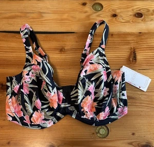 ELOMI Costume da bagno bikini nero Dark Tropics con ferretto, US 36I, UK 36G, Nuovo con etichette - Foto 1 di 6