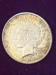 1926 S PEACE DOLLAR AU DETAILS rainbow edge toning - Picture 1 of 2