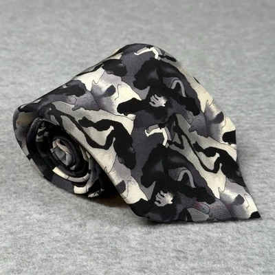 Corbata para hombre J. Garcia Stonehenge 'Cartoon Limbo' 100 % seda negra/gris EE. UU. Foto 1 de 4