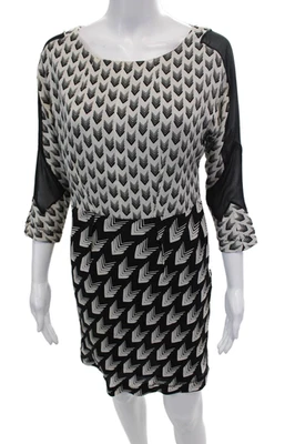 Rag & Bone Womens Silk Abstrcat Print Round Neck 3/4 Sleeve Dress Black Size S - Image 1 of 4