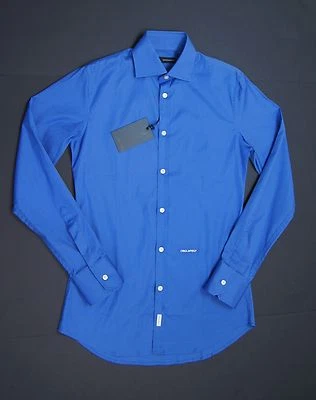 DSQUARED² Men's Dean Dan Stretch Blue Stretch Cotton Poplin Shirts NEW NWT $295 - Image 1 of 4