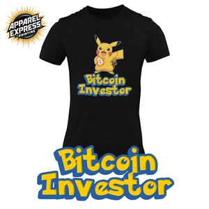 Camiseta personalizada Bitcoin Coin Investor Pikachu Pokemon Criptomoneda - Imagen 1 de 8